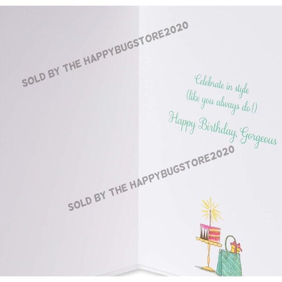 Papyrus Bella Pillar GLAMOUR GIRL Birthday Greeting Card-Gift Bag Set-brand NEW - Picture 7 of 10